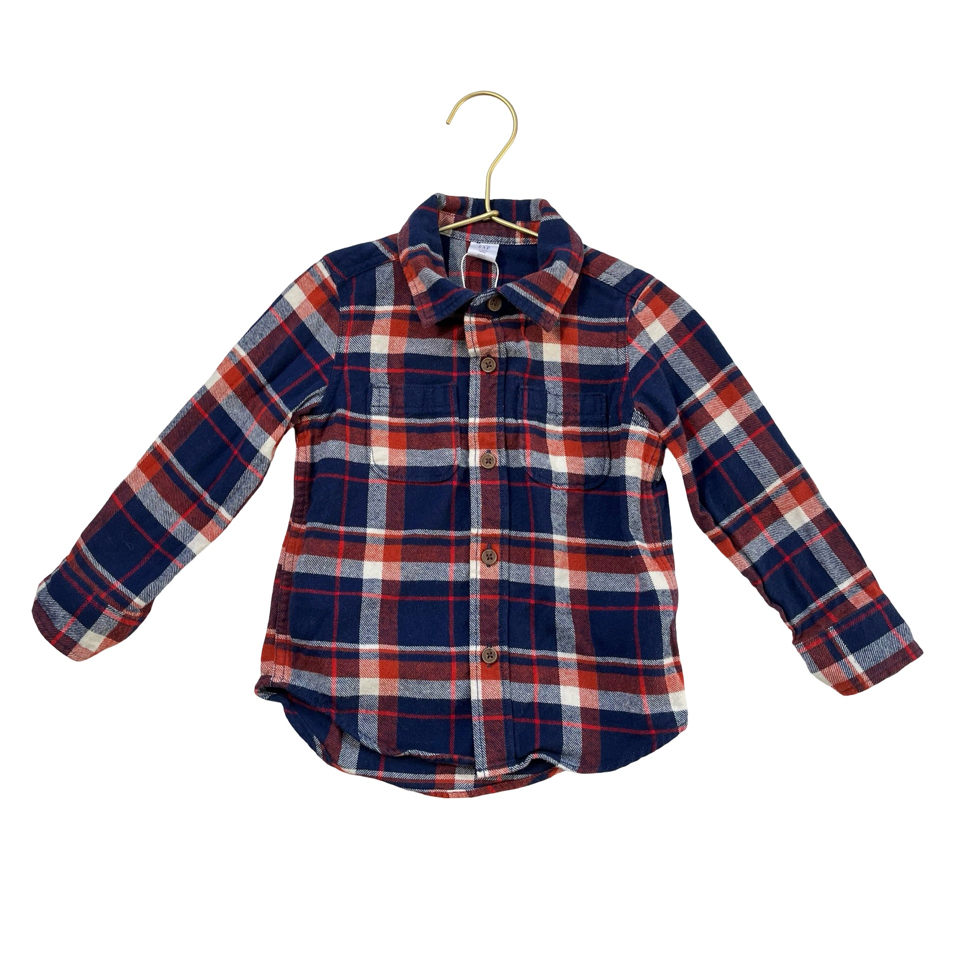 Baby Gap Navy, Ivory, Rust Plaid Flannel Button Down Shirt - Size 3