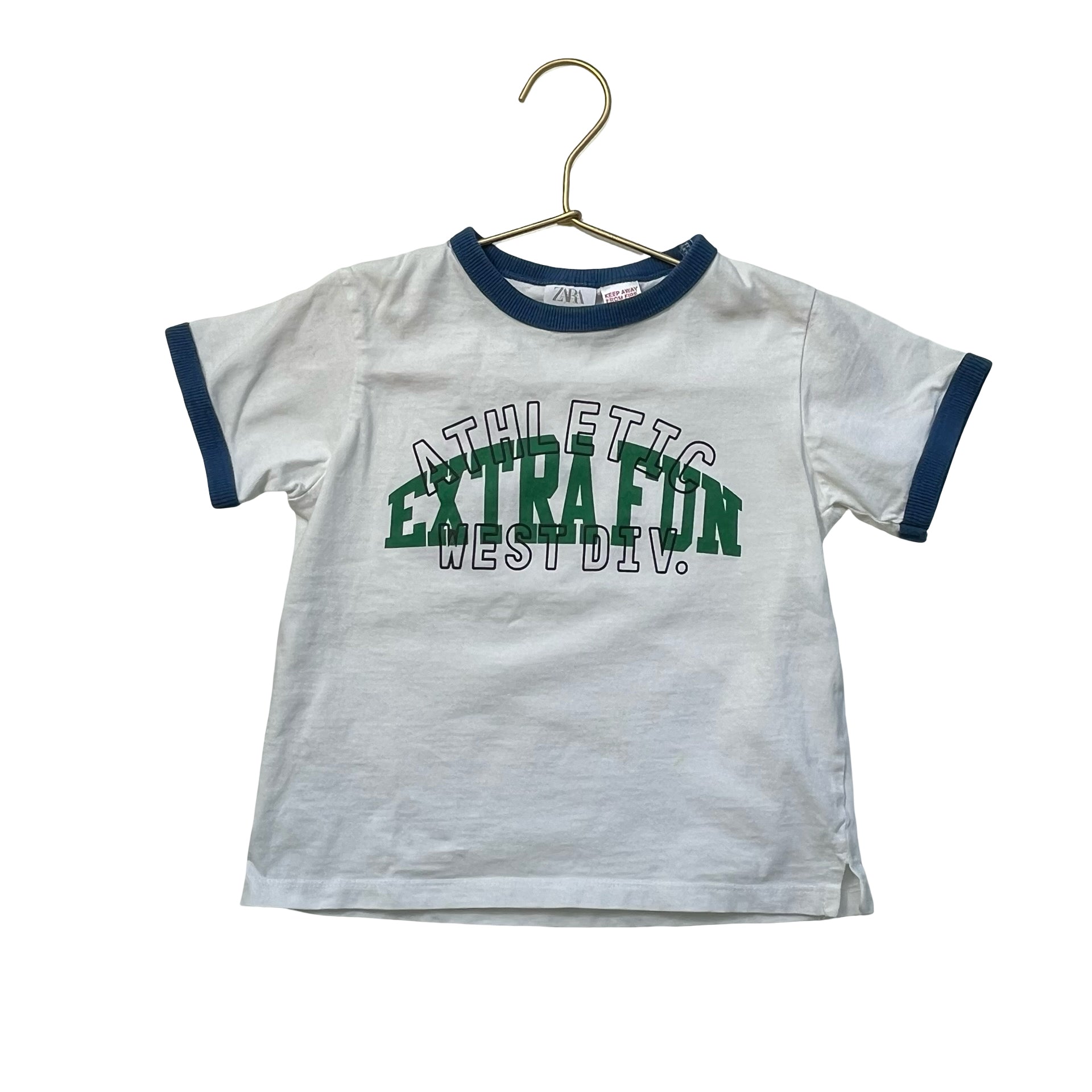 Zara Ivory 'Extra Fun Athletic' Ringer T-Shirt - Size 3