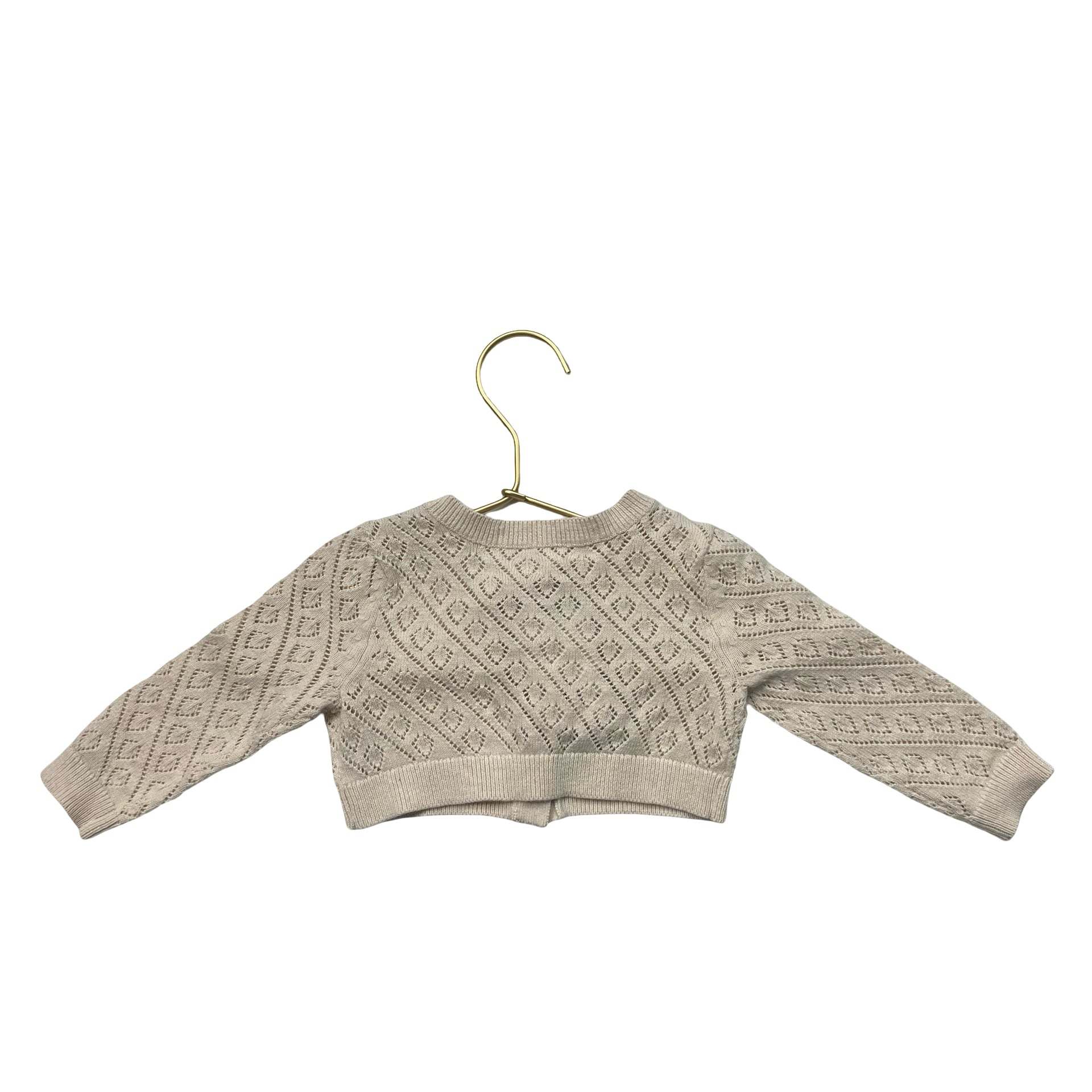 Hope & Henry Ivory Cotton Open-Weave Cardigan Sweater - Size 3-6 Mo