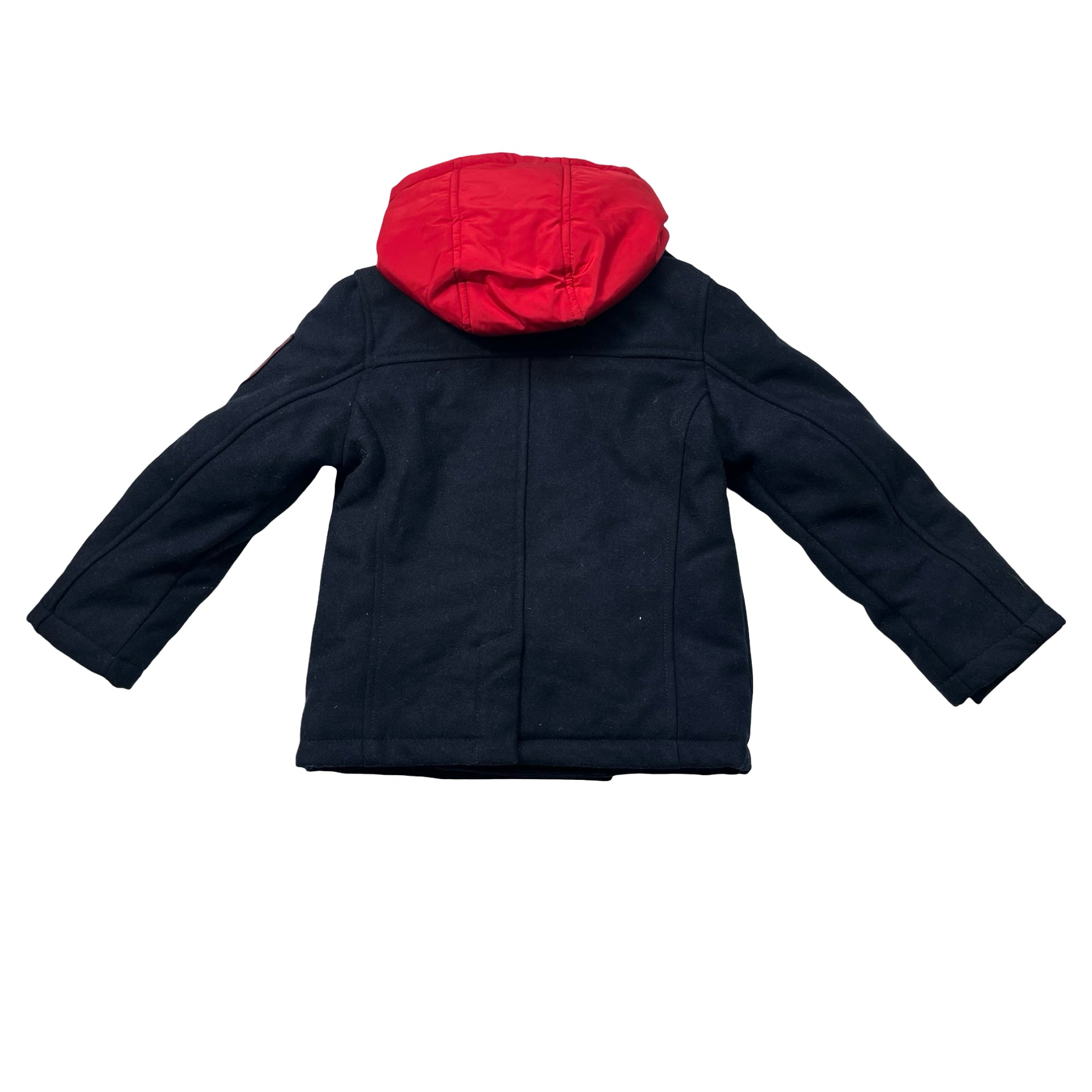 Catimini Navy & Red Hooded Peacoat Jacket - Size 3