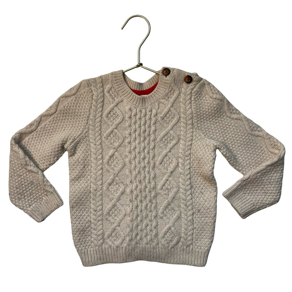 Baby Boden Ivory Wool-Blend Cable-Knit Sweater - Size 3-4Y