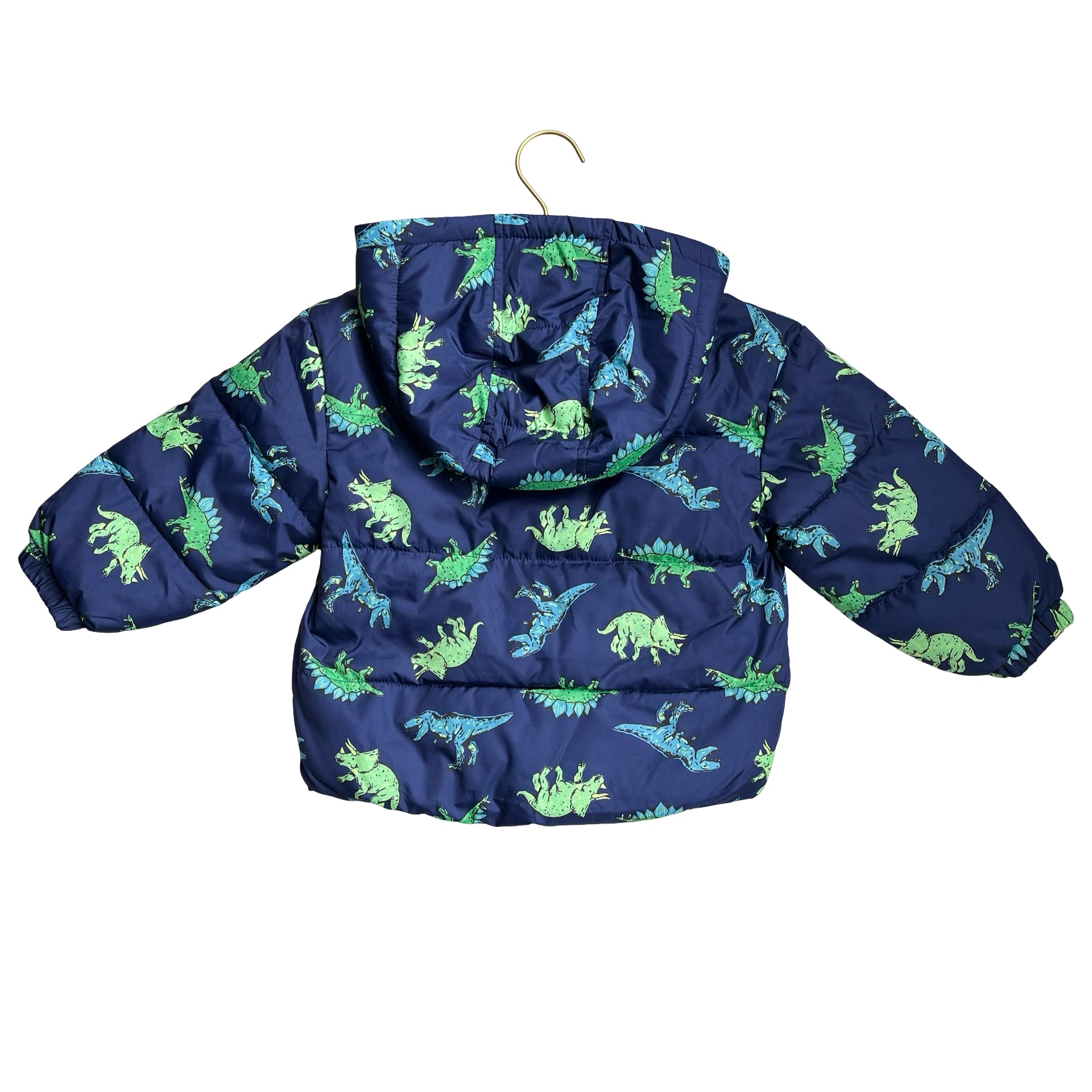 Old Navy Navy Dinosaur Print Hooded Winter Jacket - Size 3T