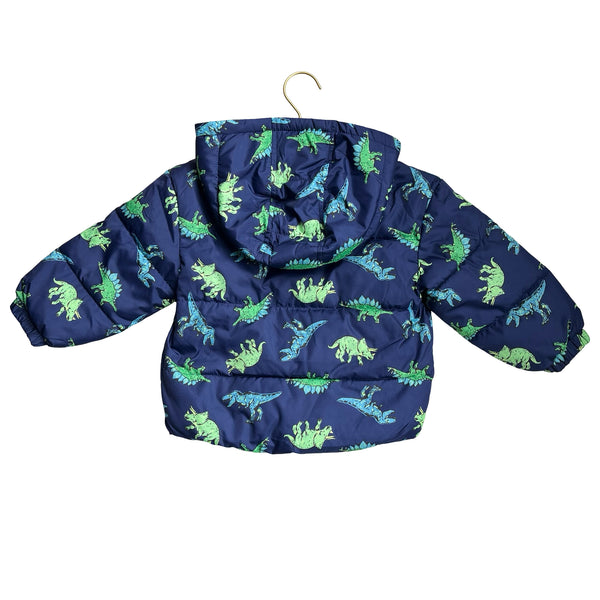 Old Navy Navy Dinosaur Print Hooded Winter Jacket - Size 3T