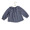 Zara Navy & White Check Flannel Button Down Blouse - Size 2-3
