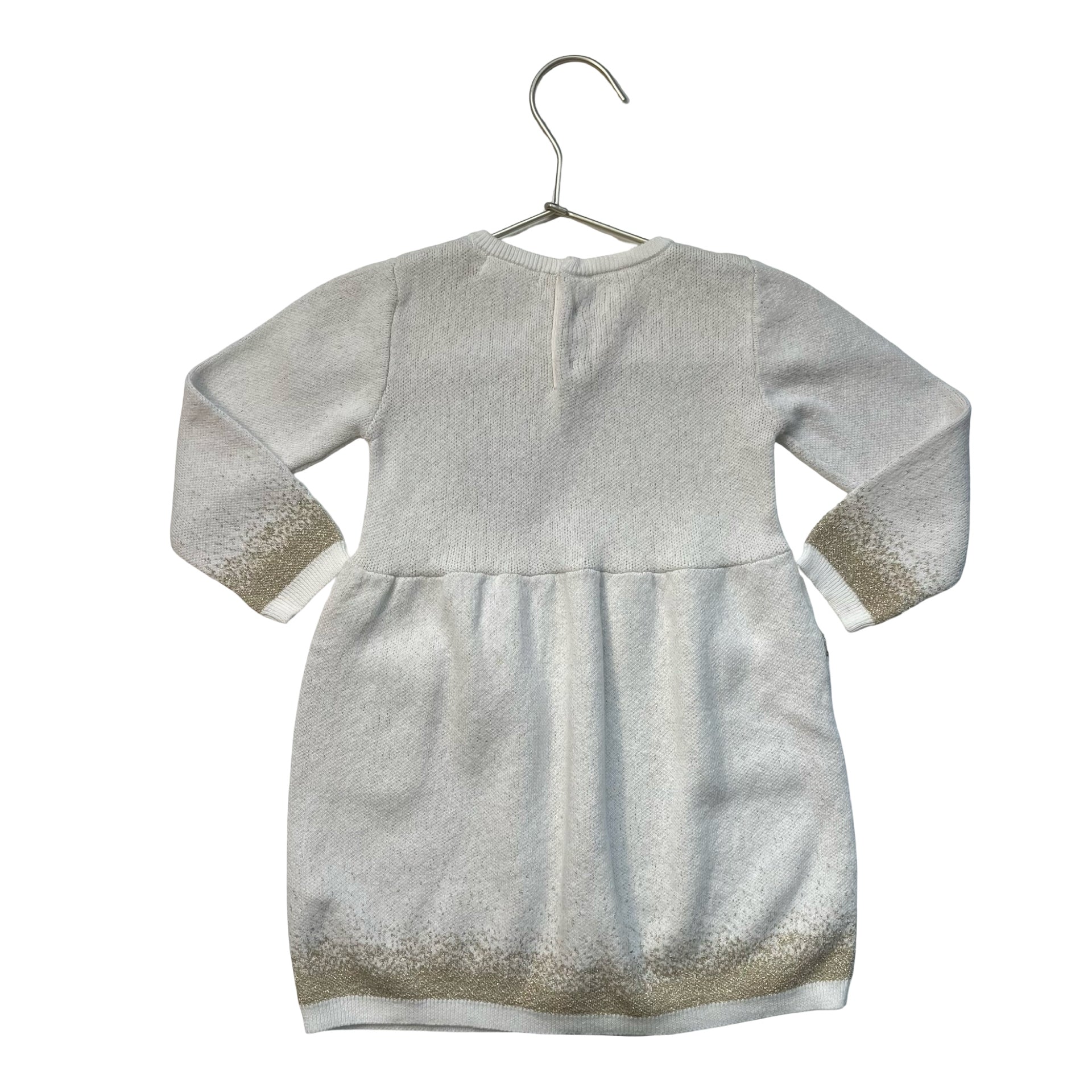 Billieblush Ivory & Gold Sweater Dress - Size 18 Mo
