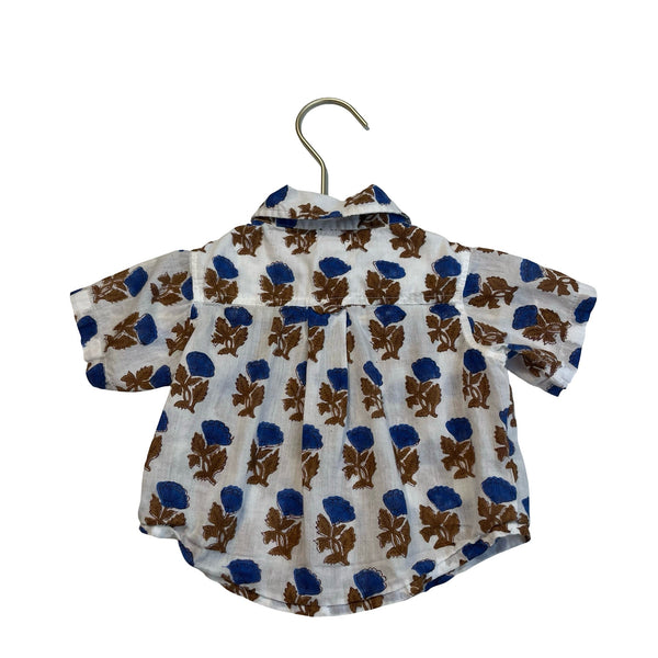 Blue Rooster Ivory, Royal Blue & Brown Floral Button Down Shirt - Size 3/6 Mo - Bounce Mkt