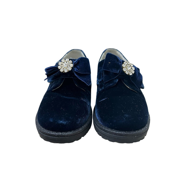 Blumarine Baby Blue Velvet Rhinestone Accent Shoes - Size 26 (9.5) - Bounce Mkt