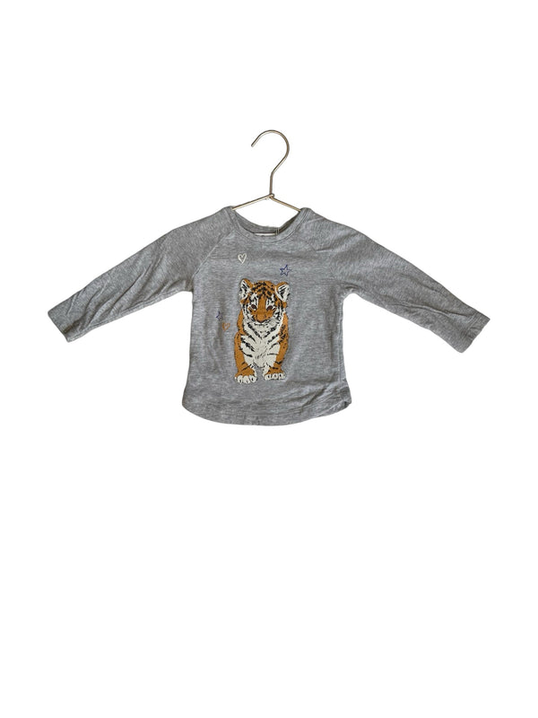 Bonpoint Gray Baby Tiger Sweatshirt - Size 12 Months - Bounce Mkt