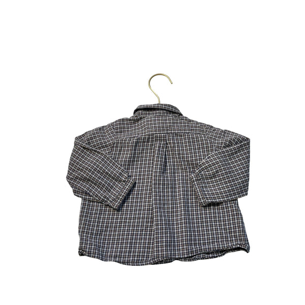 Bonpoint Gray, Navy & Khaki Long Sleeve Button Down Shirt - Size 18 Months - Bounce Mkt