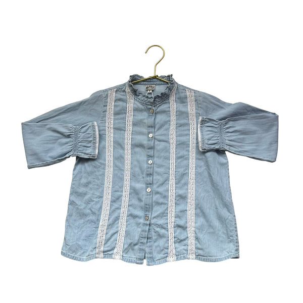 Bonton Light Wash Denim & Lace Blouse - Size 8 - Bounce Mkt