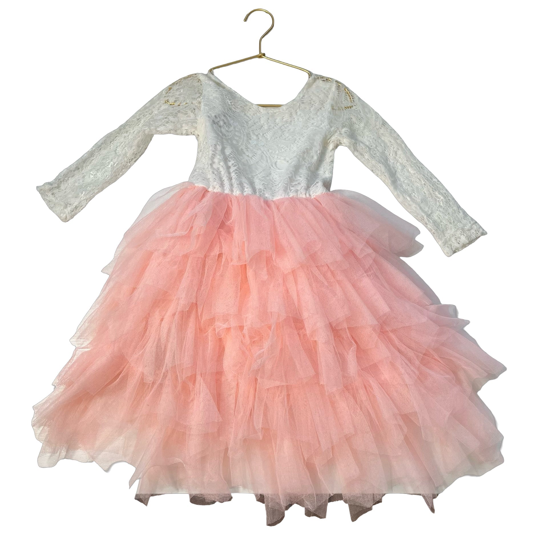 Boy and Girl White Lace & Pink Tulle Dress with Tags - Size 100 (4) - Bounce Mkt