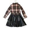 btween Tan Plaid Flannel & Black Faux Leather Dress - Size 10 - Bounce Mkt