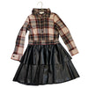 btween Tan Plaid Flannel & Black Faux Leather Dress - Size 10 - Bounce Mkt