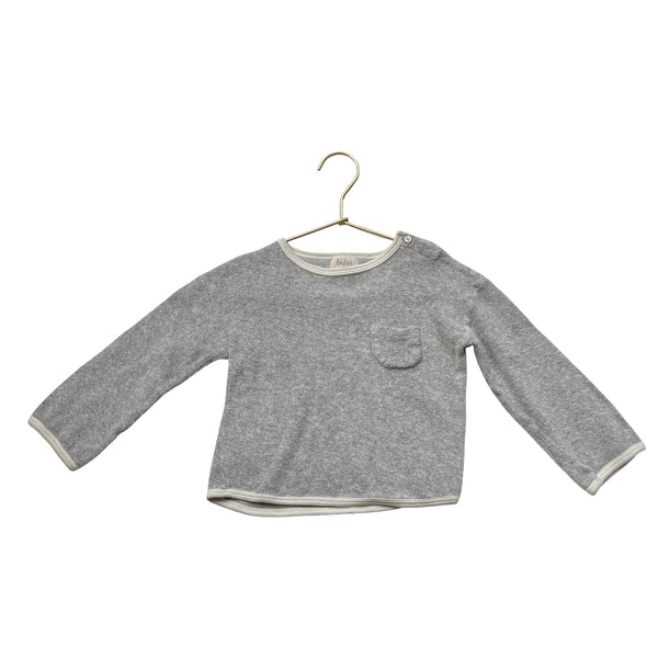 Buho Gray & Ivory Trim Terry Sweatshirt - Size 24 Months - Bounce Mkt