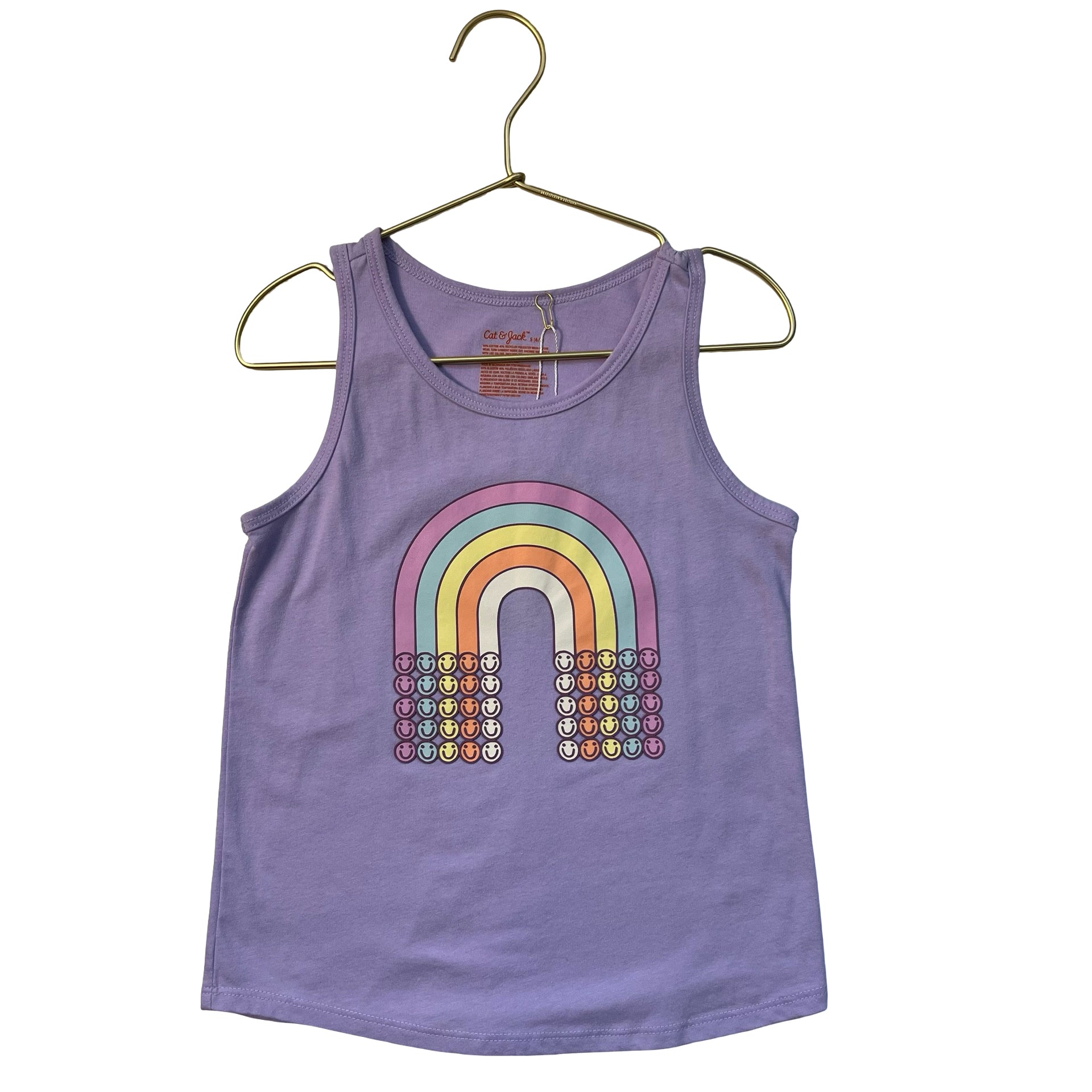 Cat & Jack Lavender Rainbow & Smiley Graphic Tank Top - Size S 6-7