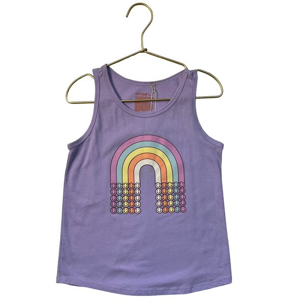 Cat & Jack Lavender Rainbow & Smiley Graphic Tank Top - Size S 6-7