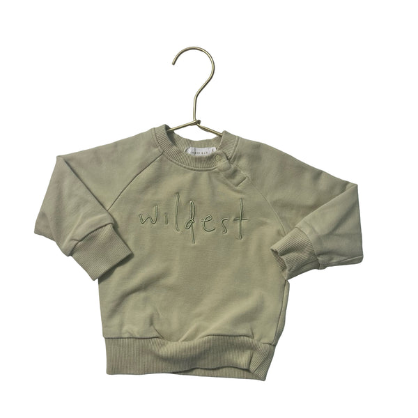 Jamie Kay Sage Green 'Wildest' Sweatshirt - Size 3-6 Mo