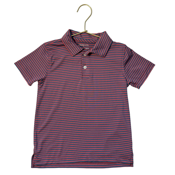 Crewcuts Performance Blue & Rose Striped Polo Shirt - Size XS 4-5