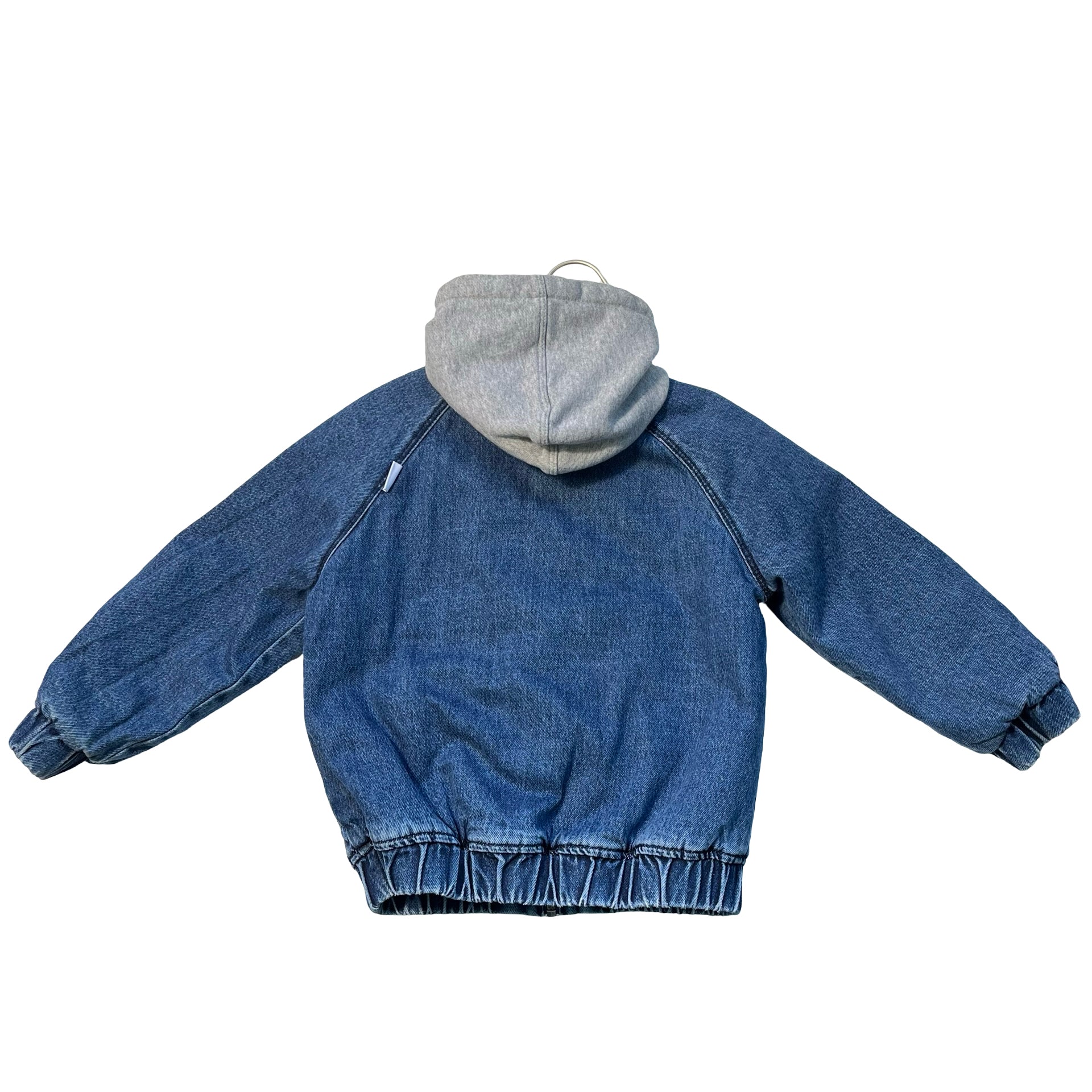 Zara Sherpa-Lined Sweatshirt Hood Distressed Denim Jacket - Size 4