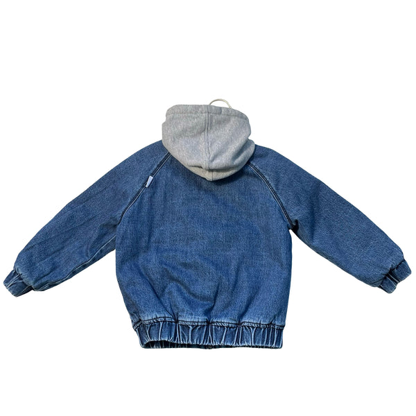 Zara Sherpa-Lined Sweatshirt Hood Distressed Denim Jacket - Size 4
