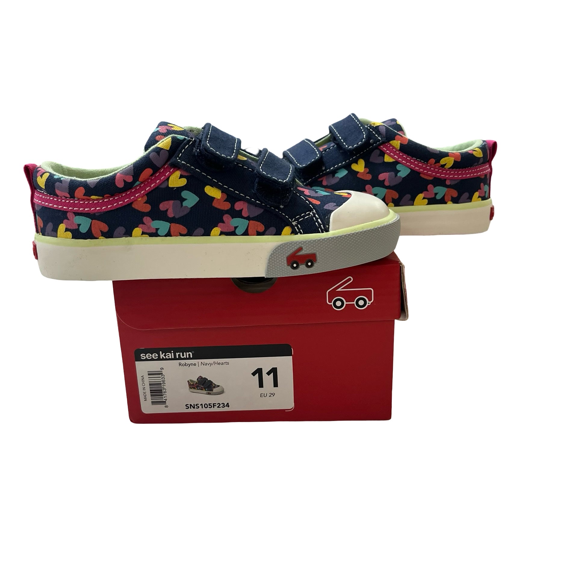 See Kai Run Robyn Navy Heart Sneakers New in Box - Size 11