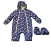 Baby Boden Blue & Deer Print Snowsuit Bunting - Size 3-6 Mo
