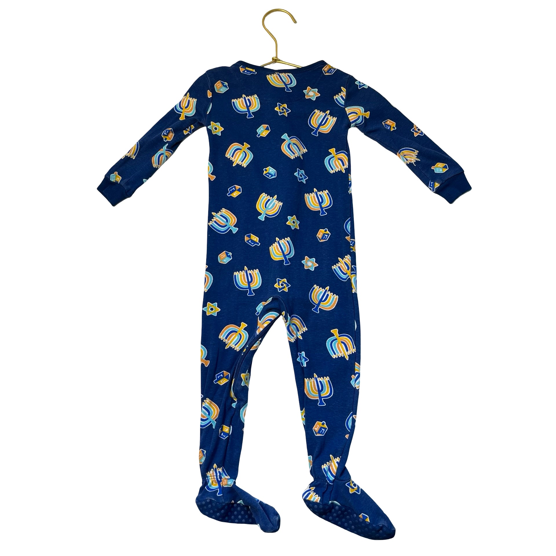 Children's Place Blue Hanukkah Print Footed PJs - Size 18-24 Mo