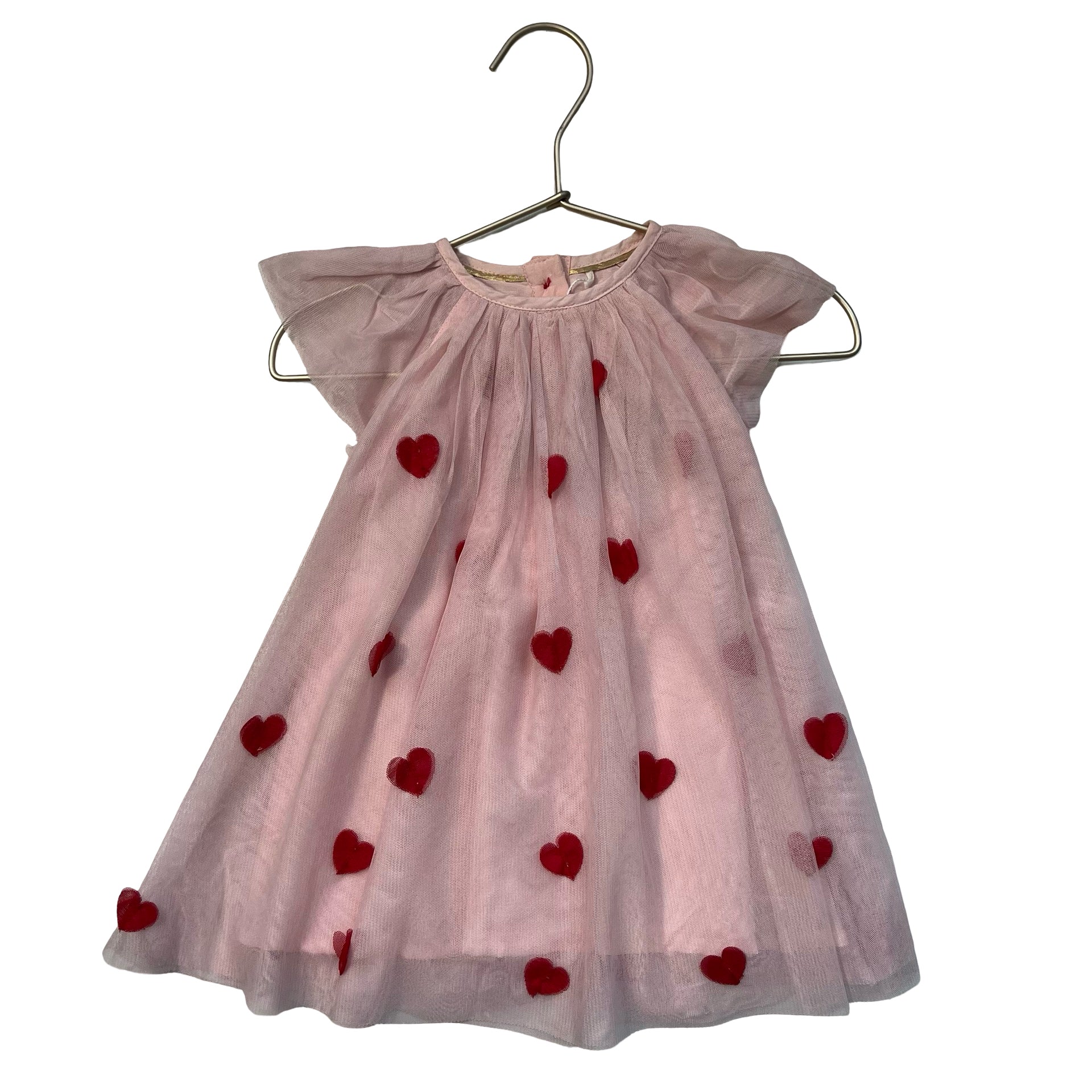 Baby Boden Pink & Red Tulle Heart Dress - Size 6-9 Mo