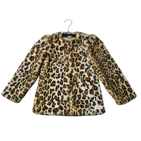 Tocoto Vintage Leopard Print Faux Fur Jacket - Size 6Y