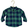 Zara Green & Navy Plaid Flannel Button Down Shirt - Size 6-9 Mo