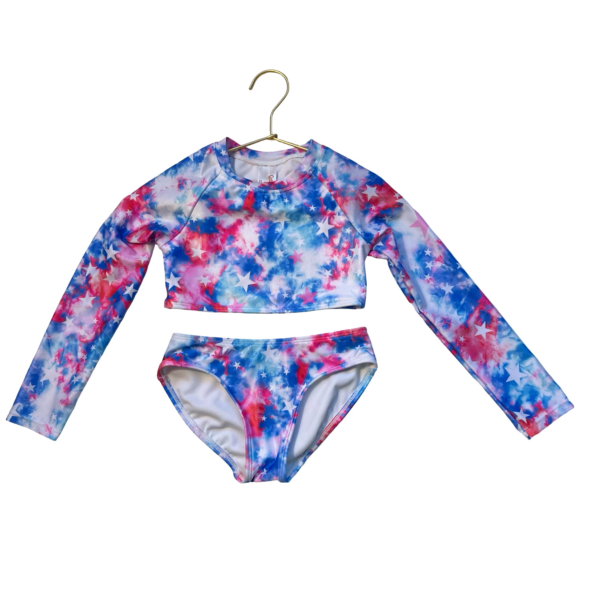 Cat & Jack Pink & Blue Tie-Dye Star 2 Piece Swim Suit - Size XS 4-5