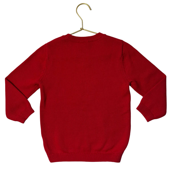 Stitchy Fish Red Cotton Christmas Tree Sweater - Size 3T