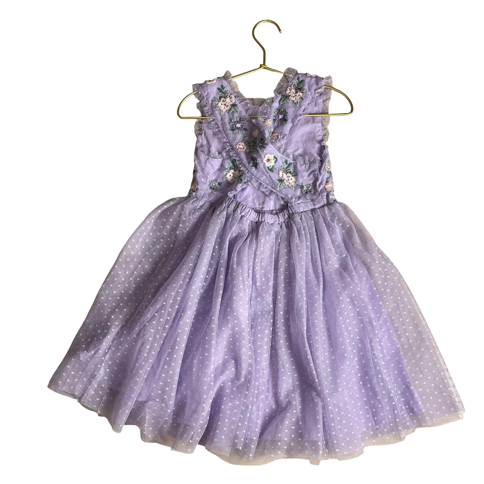 Mini Boden Lavender Embroidered Flower Tulle Dress - Size 6-7Y