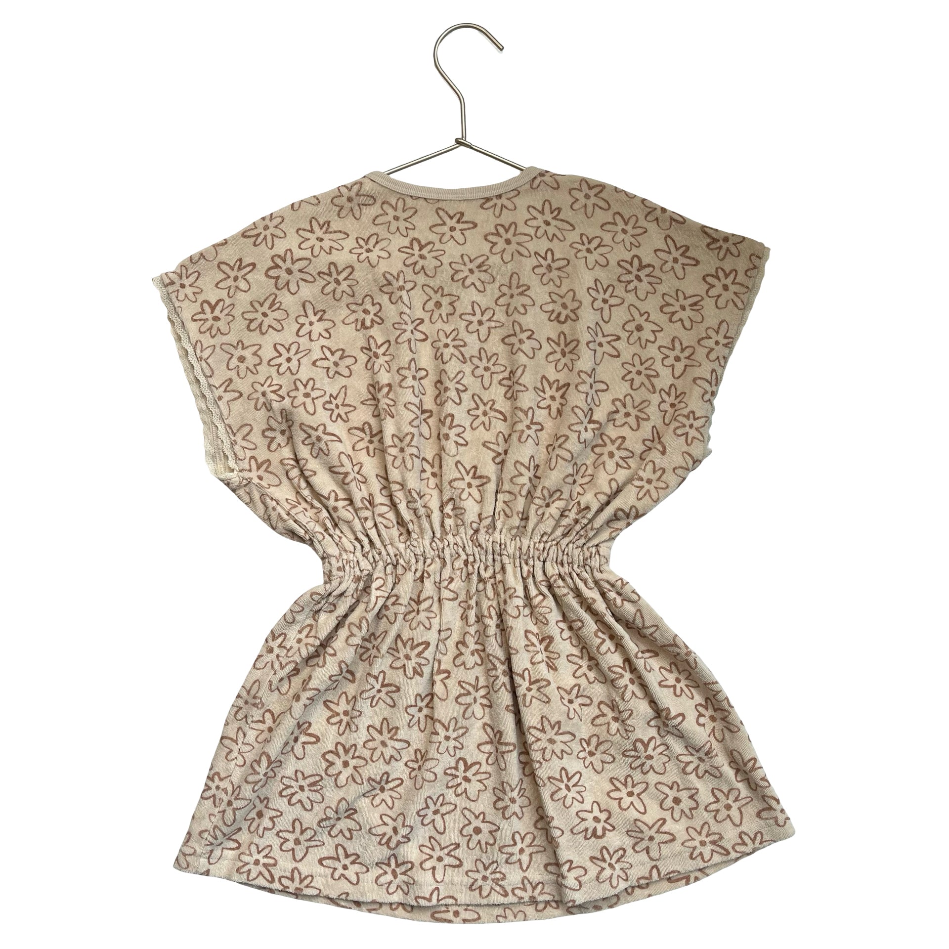 Rylee & Cru Tan & Brown Terry Flower Print Dress - Size 4-5Y
