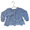 Zara Blue & White Striped Seersucker Eyelet Blouse - Size 1.5Y
