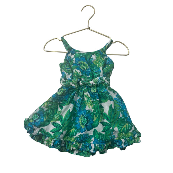 Janie and Jack Green, Blue & Ivory Tropical Dress - Size 12-18 Months