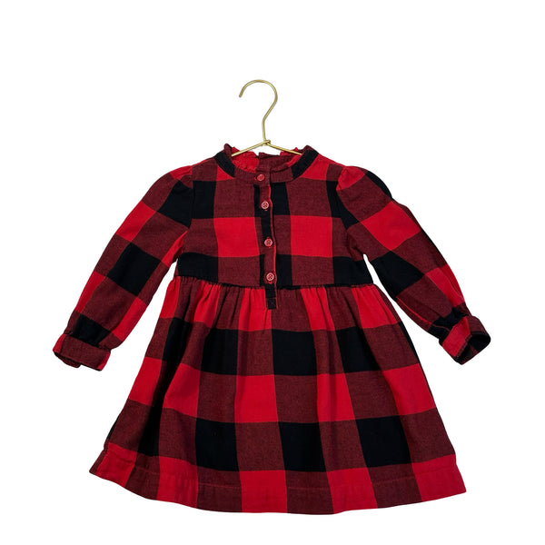Baby Gap Red & Black Plaid Flannel Dress - Size 18-24 Mo