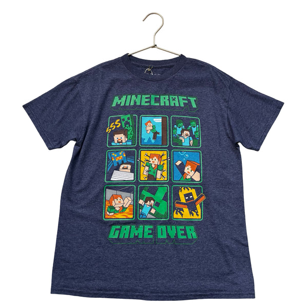 Mojang Minecraft Heather Navy 'Game Over' Graphic T-Shirt - Size M 10-12