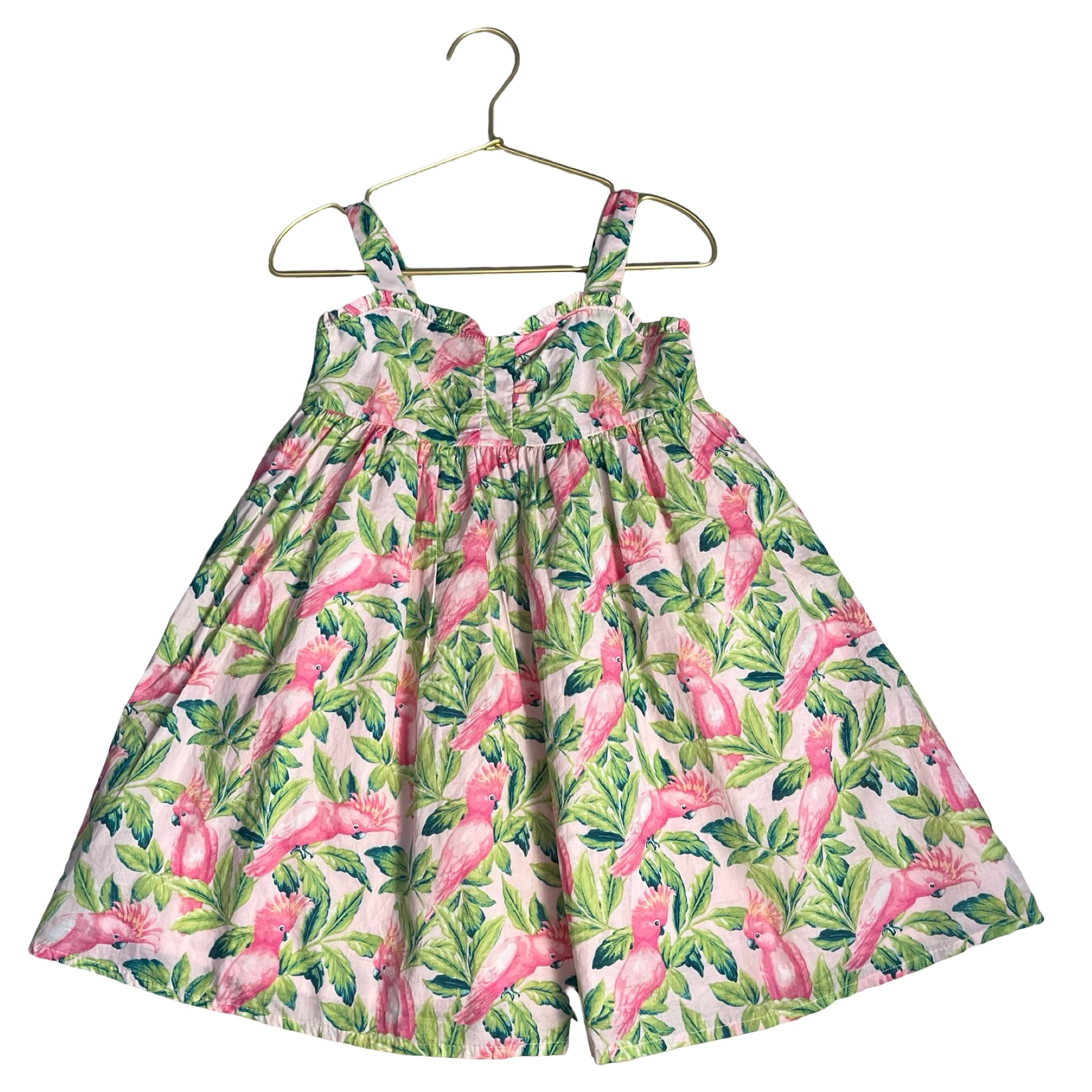 Janie and Jack Pink & Green Tropical Bird & Leaf Dress - Size 4