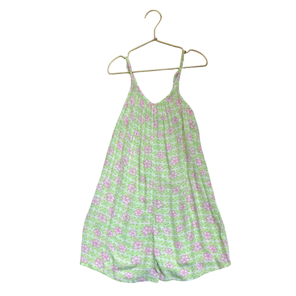 Roxy Green & Pink Logo & Flower Print Romper - Size 7
