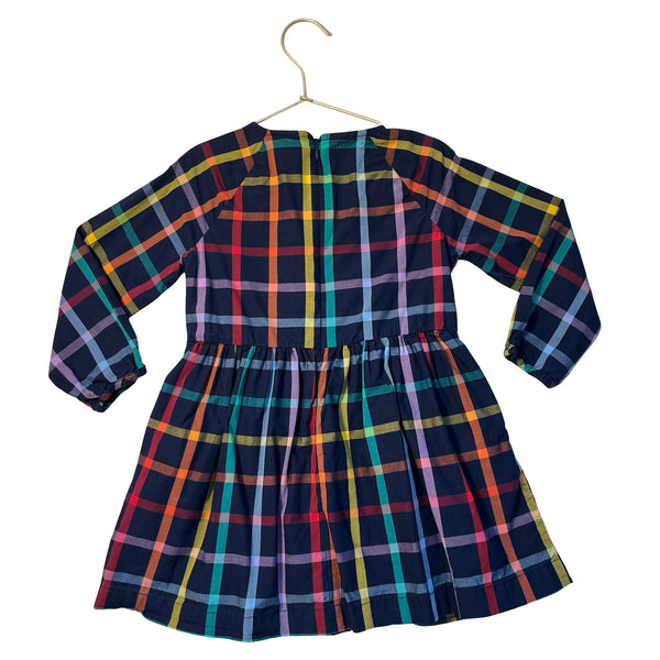 Primary Navy & Multi-Color Windowpane Check Dress - Size 4