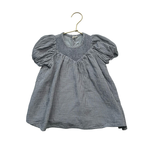 Quincy Mae Gray Check Smocked Dress - Size 12-18 Mo