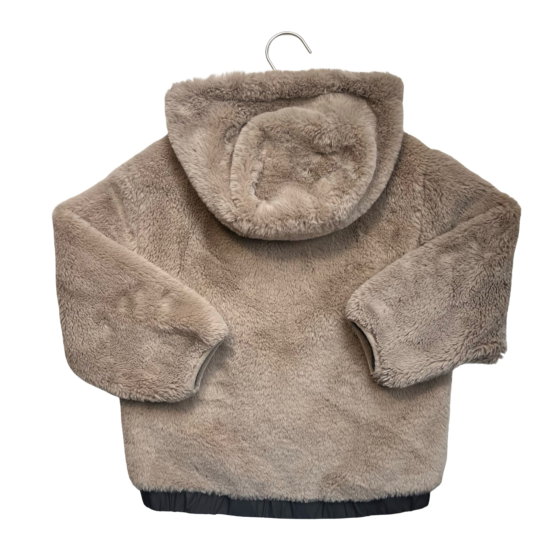 Zara Tan Hooded Faux Fur Jacket - Size 7