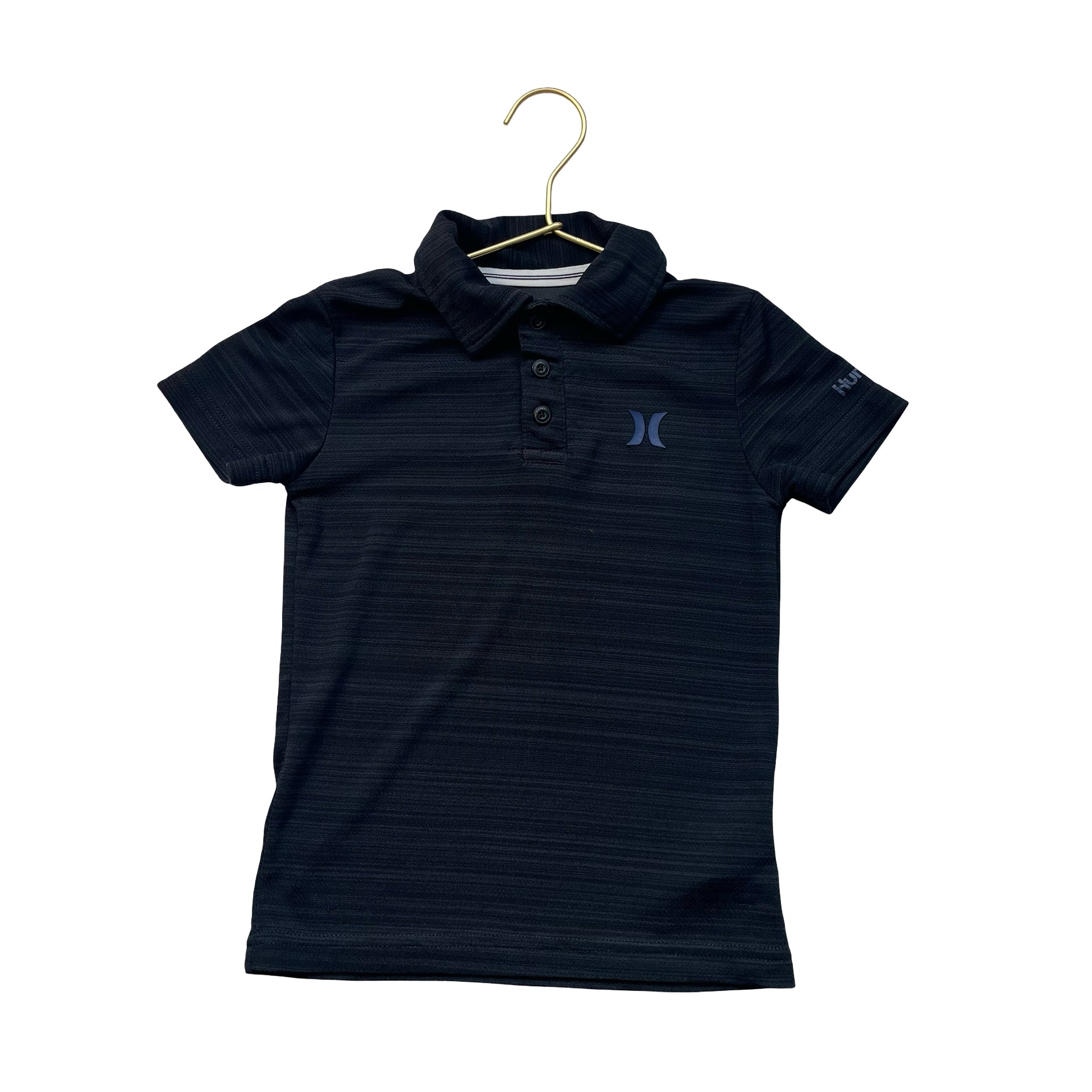 Hurley Black Striped Polo Shirt - Size 4