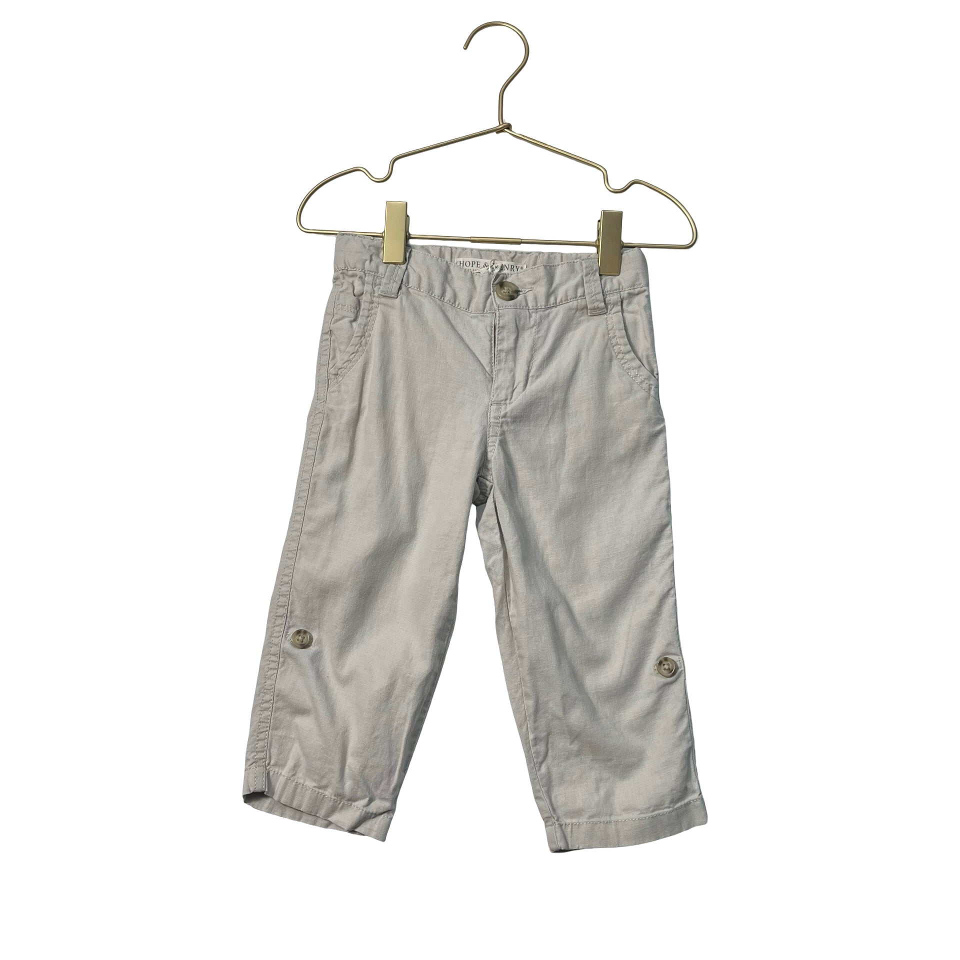 Hope & Henry Light Khaki Linen-Cotton Pants - Size 18-24 Mo