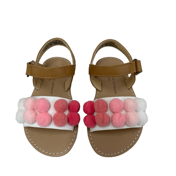 Cupcakes and Cashmere Tan & Pink Pom-Pom Sandals - Size 7