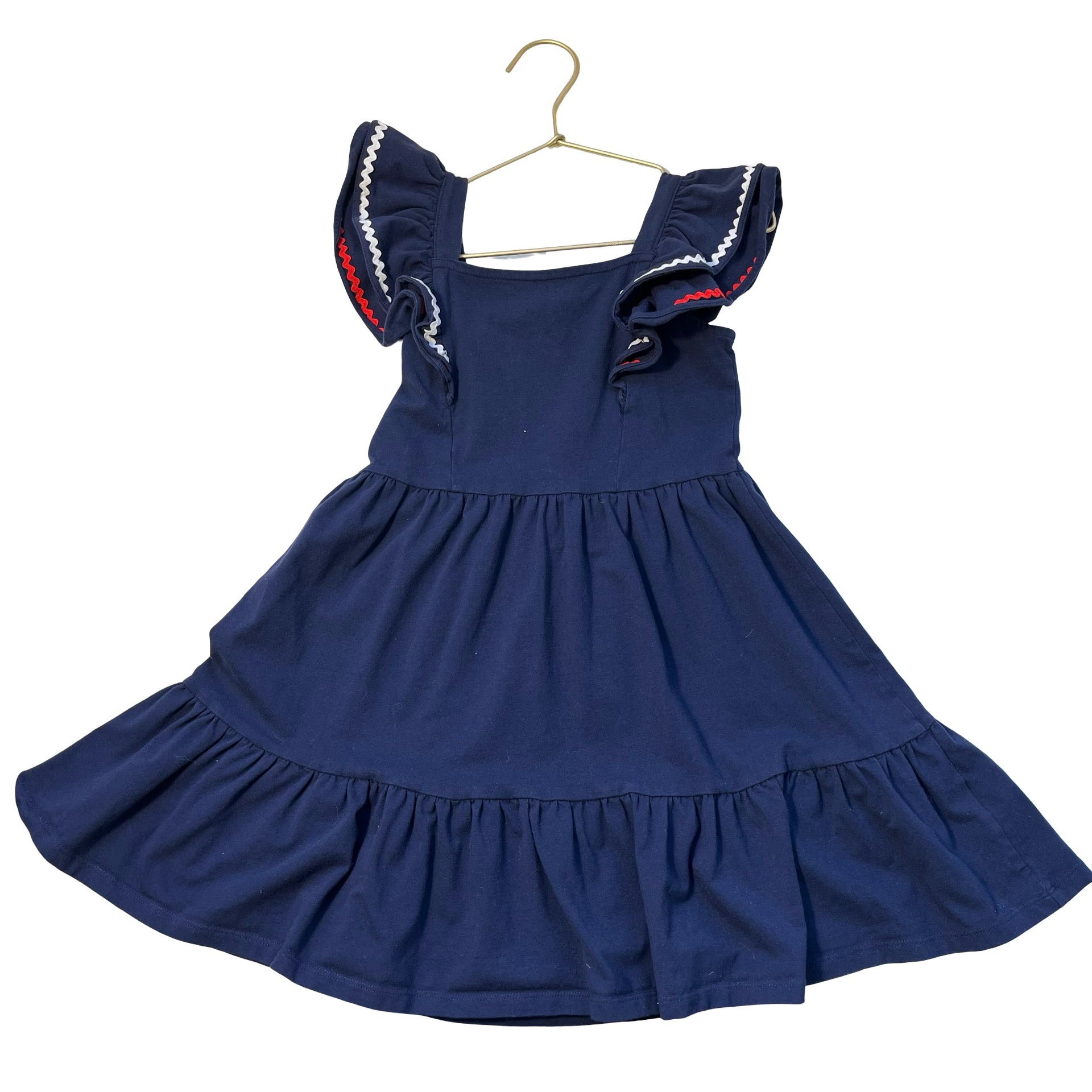 Janie and Jack Navy Dress, White & Red Trim - Size 6