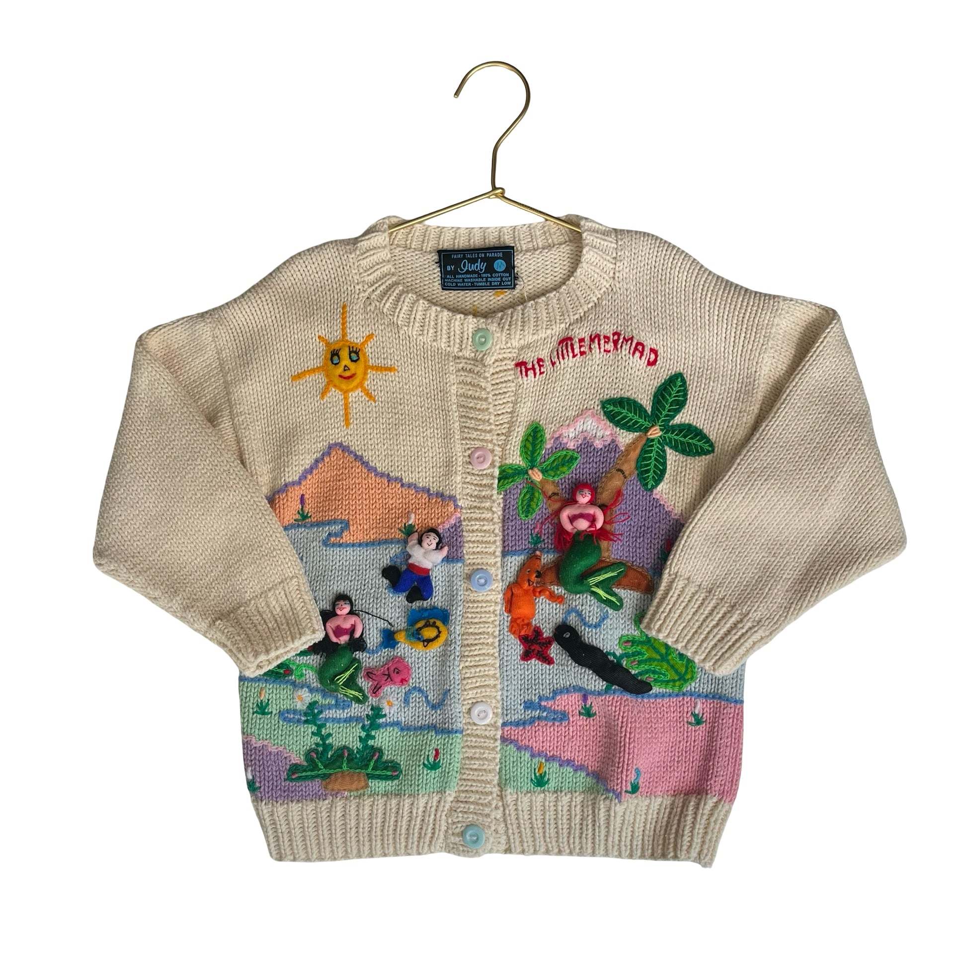 Fairy Tales on Parade Little Mermaid 100% Cotton Cardigan Sweater - Size M (4-6)