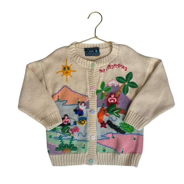 Fairy Tales on Parade Little Mermaid 100% Cotton Cardigan Sweater - Size M (4-6)