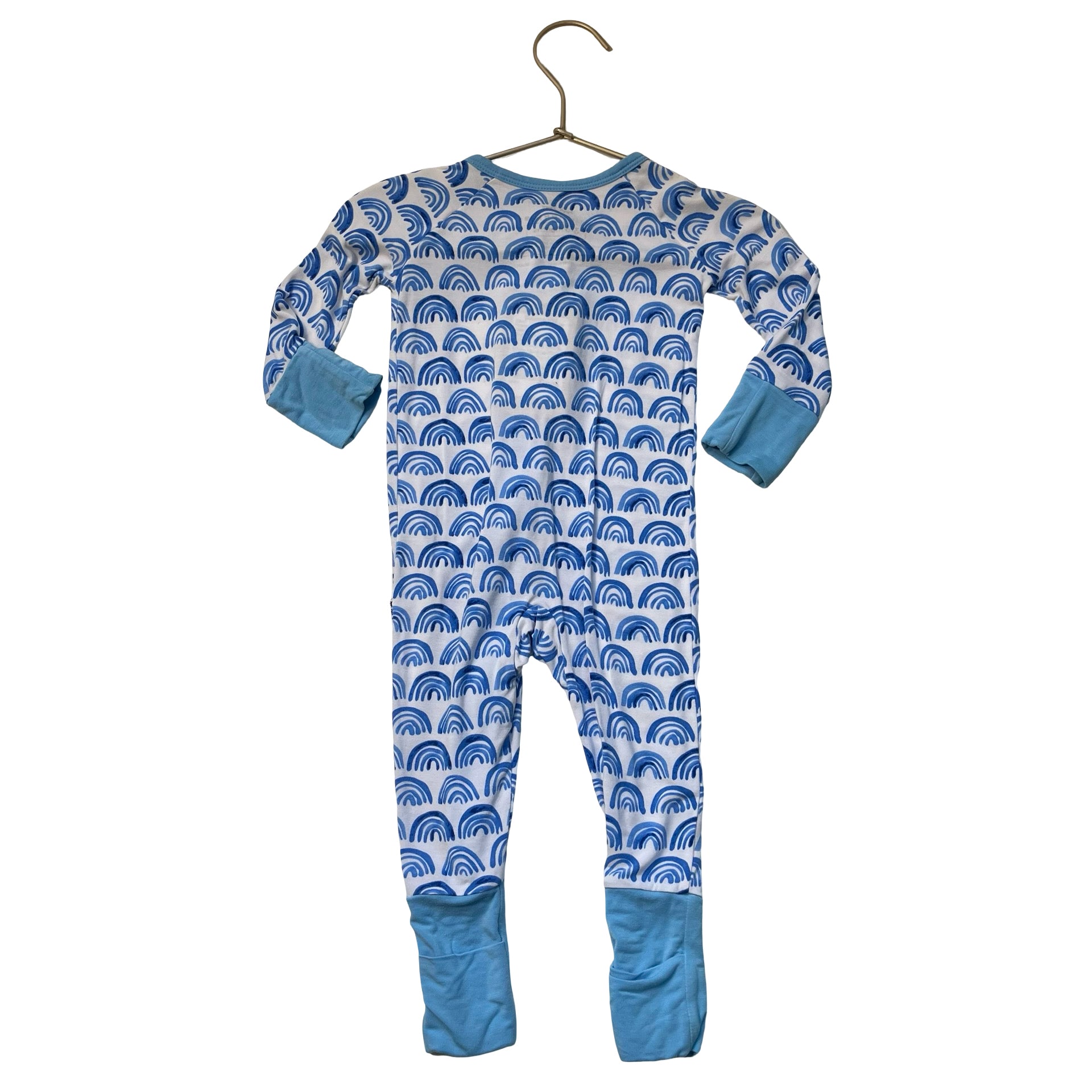 Little Sleepies Blue & White Rainbow Print One-Piece PJ - Size 3-6 Mo